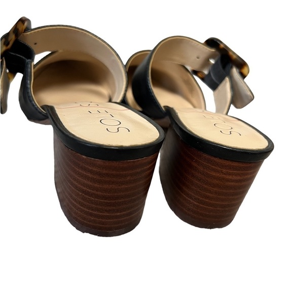 Sole Society Black Leather mules with Buckle and stacked heel - Picture 5 of 7